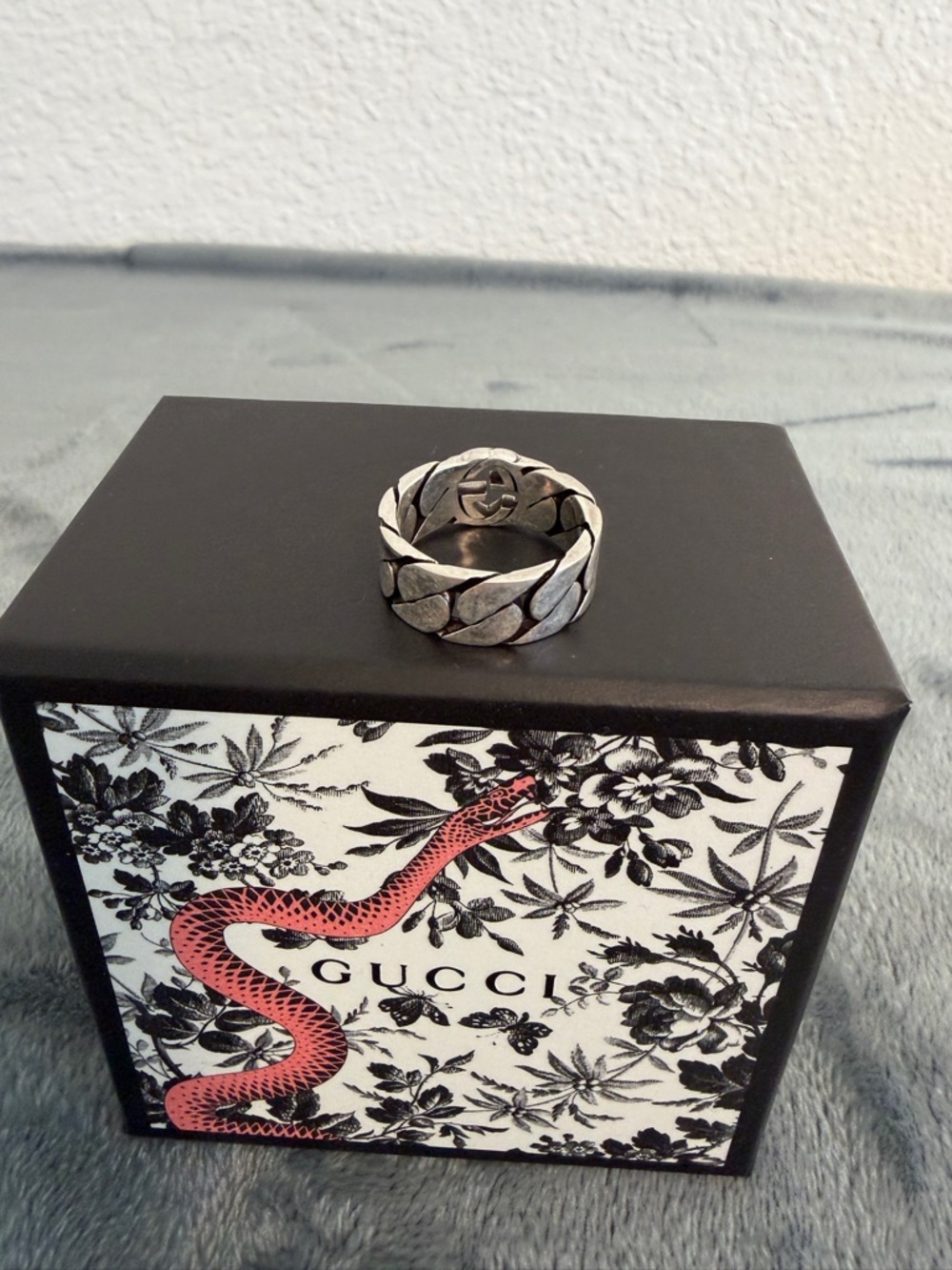 Brand New Gucci Interlocking G Gourmette Silver 925 Ring Sz 16 (US 7.5) - Picture 3 of 10